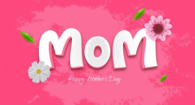 Efecto de texto editable para el día de las madres feliz estilo 3D