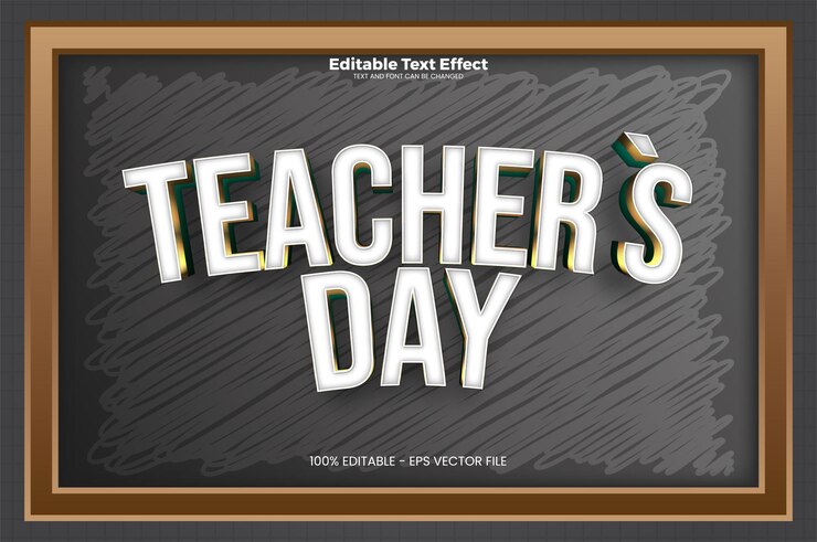 Vector efecto de texto editable del día del maestro en estilo de tendencia moderna