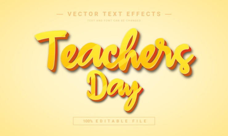 Vector efecto de texto editable del día del maestro