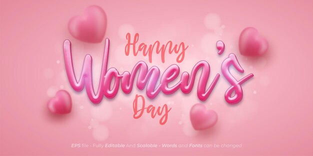 Efecto de texto editable día de la mujer con letras de estilo femenino.