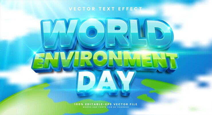 Vector efecto de texto editable del día mundial del medio ambiente adecuado para celebrar el evento del día del medio ambiente
