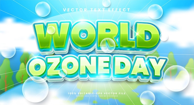 Efecto de texto editable del día mundial del ozono adecuado para celebrar el evento del día mundial