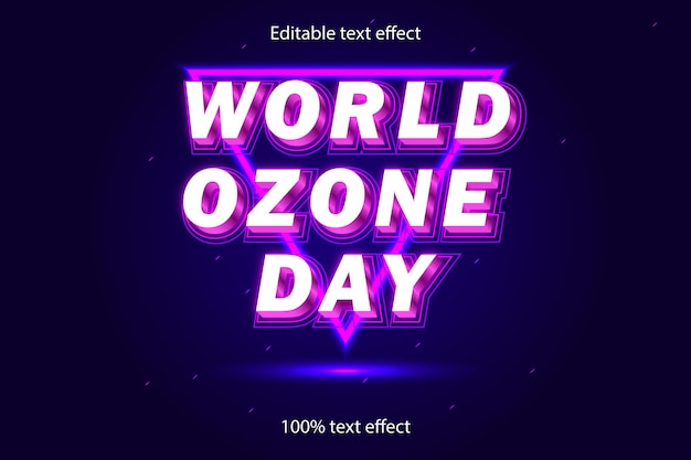 Efecto de texto editable del día mundial del ozono estilo neón