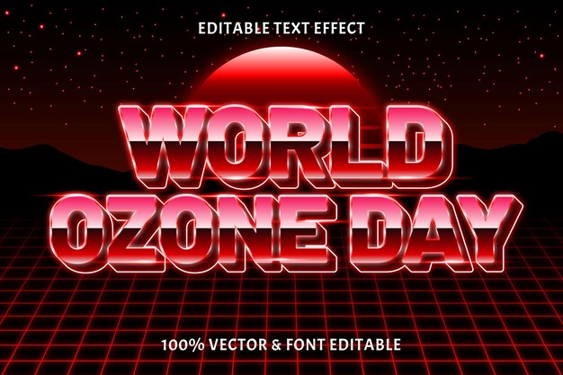 Efecto de texto editable del día mundial del ozono estilo retro