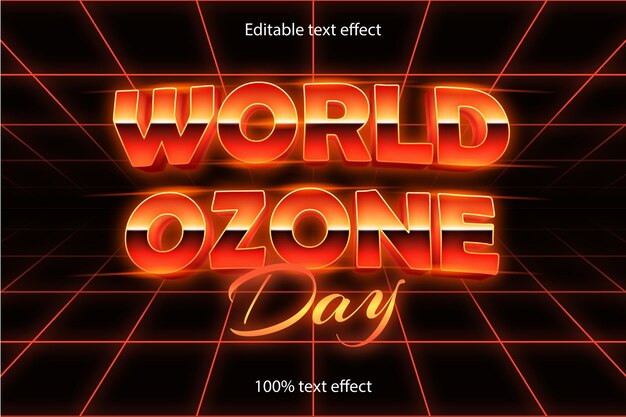 Efecto de texto editable del día mundial del ozono estilo retro