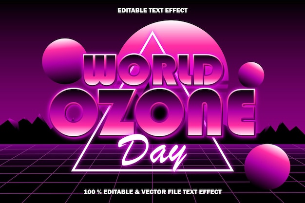 Efecto de texto editable del día mundial del ozono estilo retro