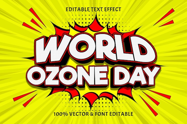 Efecto de texto editable del día mundial del ozono en relieve estilo cómic