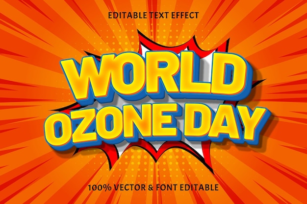 Vector efecto de texto editable del día mundial del ozono