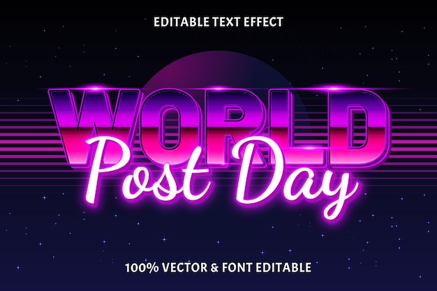 Efecto de texto editable del día mundial de la publicación estilo retro