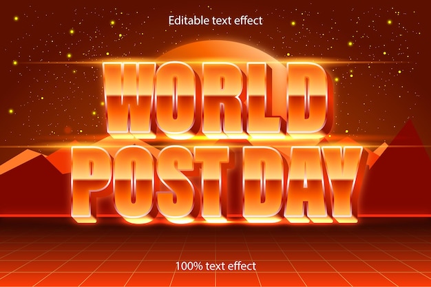 Efecto de texto editable del día mundial de la publicación estilo retro