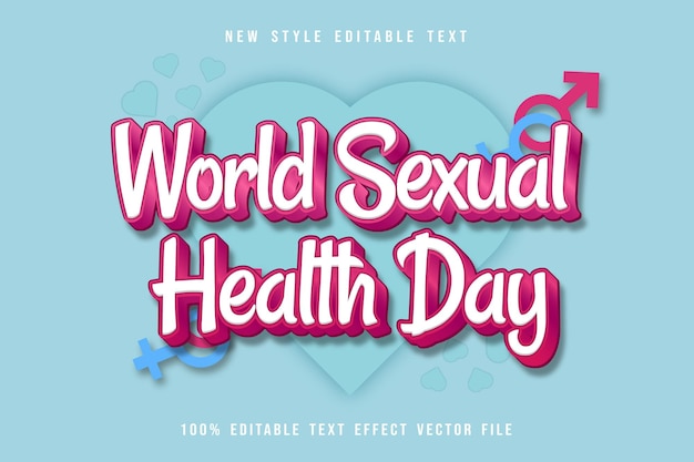 El efecto de texto editable del día mundial de la salud sexual en relieve estilo de dibujos animados