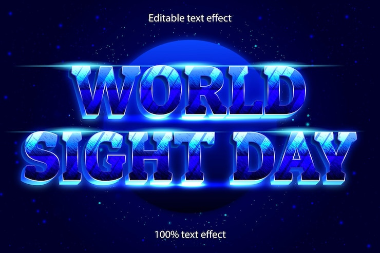 Vector efecto de texto editable del día mundial de la vista