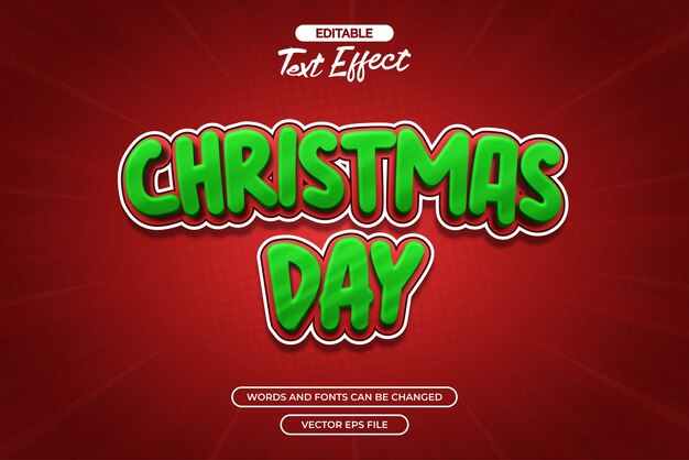 Efecto de texto editable el día de Navidad con fondo rojo