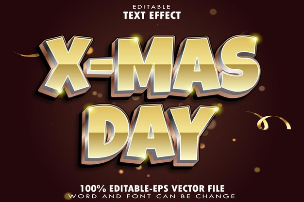 Efecto de texto editable del día de Navidad Transformar el estilo de gradiente de estampado
