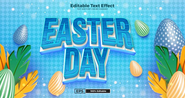 Efecto de texto editable del día de pascua en estilo de tendencia moderna