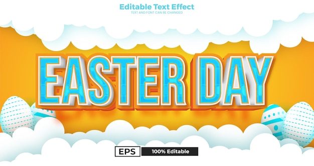 Efecto de texto editable del día de pascua en estilo de tendencia moderna