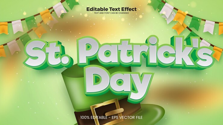Vector efecto de texto editable del día de san patricio en tendencia moderna