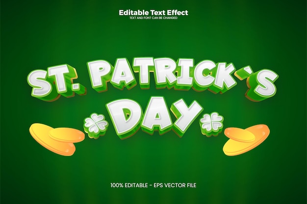 Vector efecto de texto editable del día de san patricio en tendencia moderna