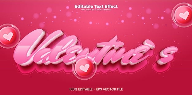 Efecto de texto editable para el día de San Valentín en el estilo de la tendencia moderna