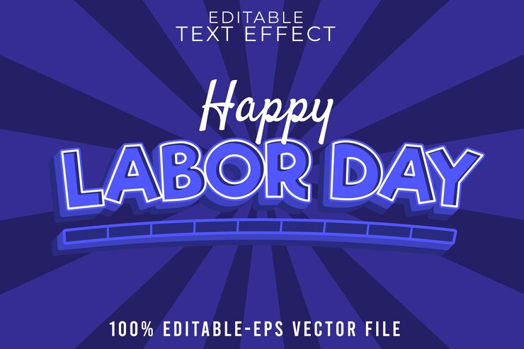 Vector efecto de texto editable día del trabajo con estilo azul clásico