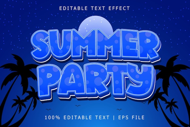 Efecto de texto editable de día de verano Estilo moderno en relieve de 3 dimensiones