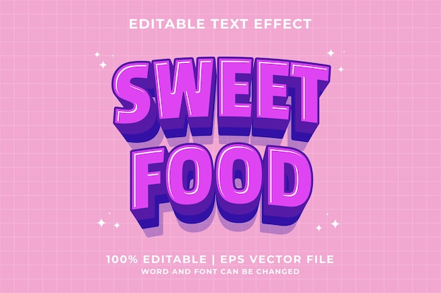Efecto de texto editable de dibujos animados de alimentos dulces 3d Vector premium