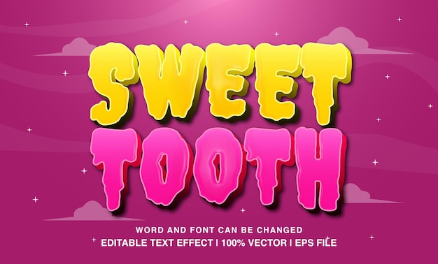 efecto de texto editable dibujos animados de dientes dulces