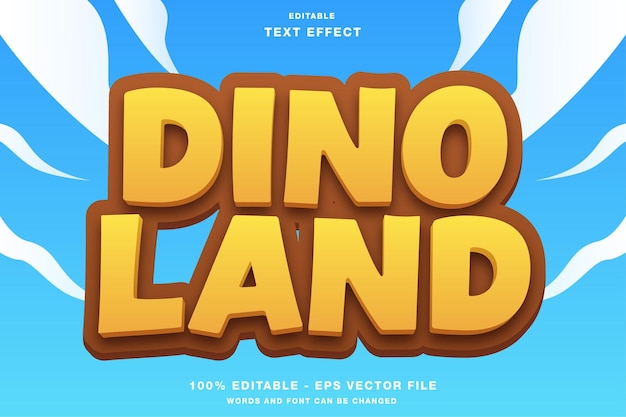 Efecto de texto editable de dibujos animados de dino land