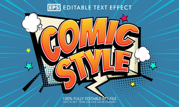 Efecto de texto editable de dibujos animados en estilo cómic