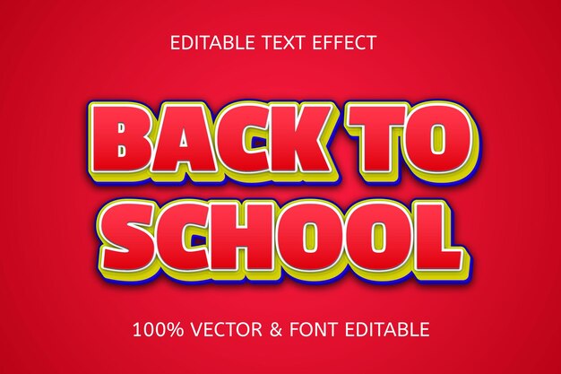 Efecto de texto editable de dibujos animados de estilo de regreso a la escuela