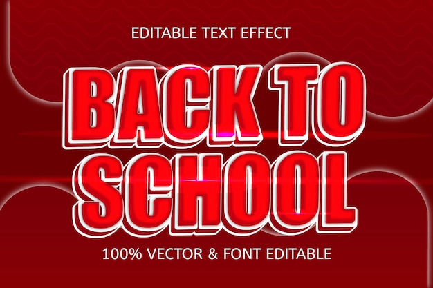 Efecto de texto editable de dibujos animados de estilo de regreso a la escuela