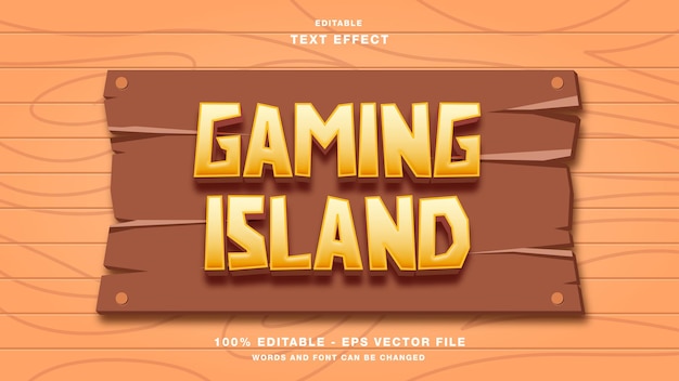 Efecto de texto editable de dibujos animados de Gaming Island