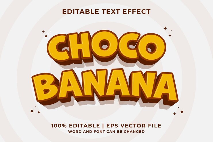 Vector efecto de texto editable de dibujos animados de plátano choco 3d vector premium