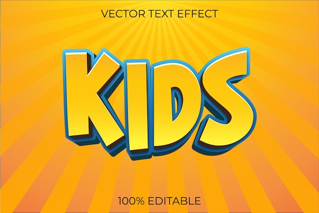 Efecto de texto editable para dibujos animados vectoriales para niños