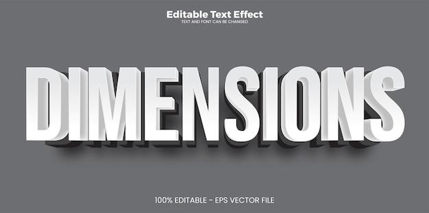 Efecto de texto editable de dimensiones en estilo de tendencia moderna