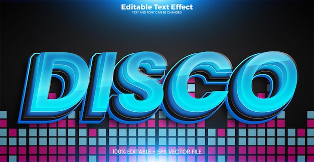 Vector efecto de texto editable disco en estilo de tendencia moderna.