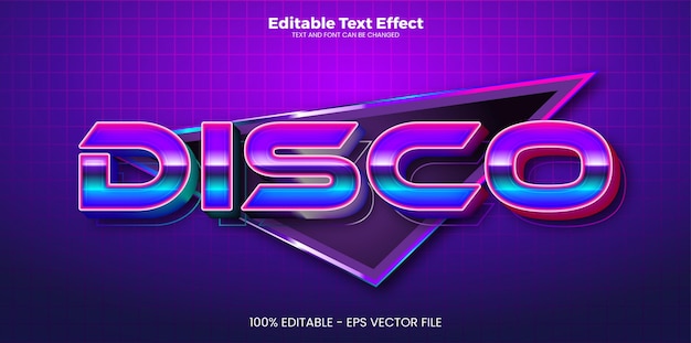 Efecto de texto editable en discoteca en el estilo de la tendencia moderna