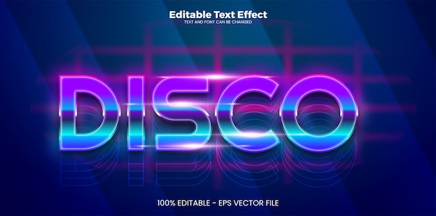 Efecto de texto editable en discoteca en el estilo de la tendencia moderna