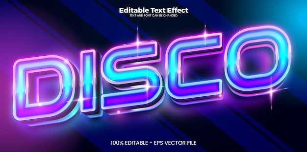 Efecto de texto editable en discoteca en el estilo de la tendencia moderna