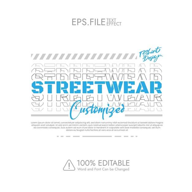 Efecto de texto editable - diseño de camiseta streetwear apparel personalizado