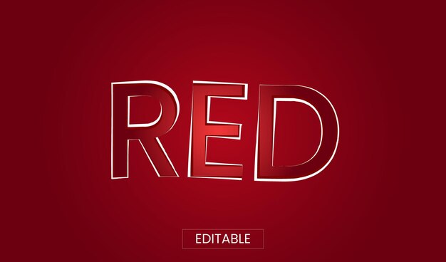 Vector efecto de texto editable diseño de fondo con color rojo