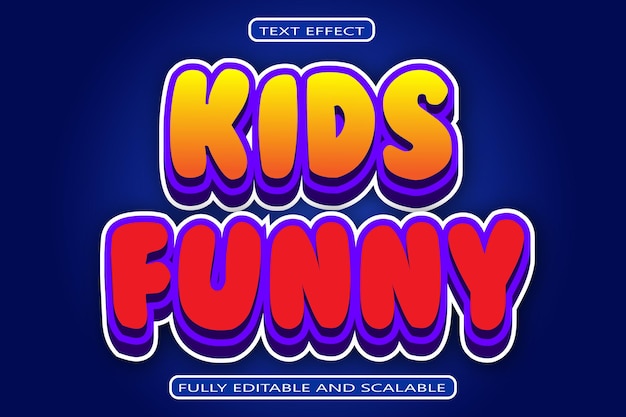 Efecto de texto editable divertido para niños Estilo moderno en relieve en 3 dimensiones