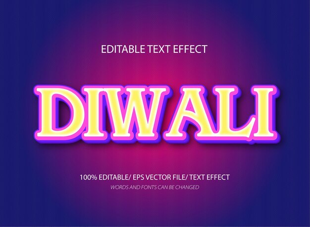 Efecto de texto editable de Diwali en 3D