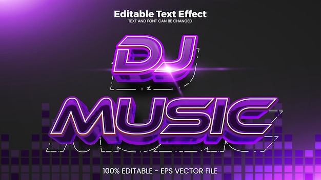 Efecto de texto editable Dj Music en estilo de tendencia moderna