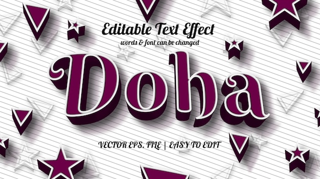 Vector efecto de texto editable de doha