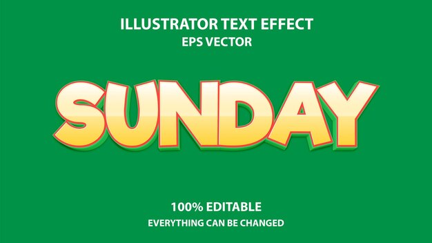 Efecto de texto editable de domingo