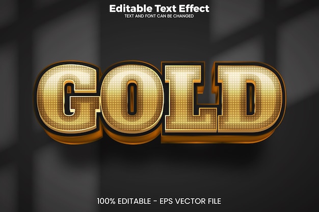 Efecto de texto editable dorado en estilo de tendencia moderna.
