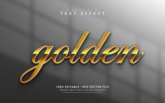 Vector efecto de texto editable dorado para maqueta de logotipo