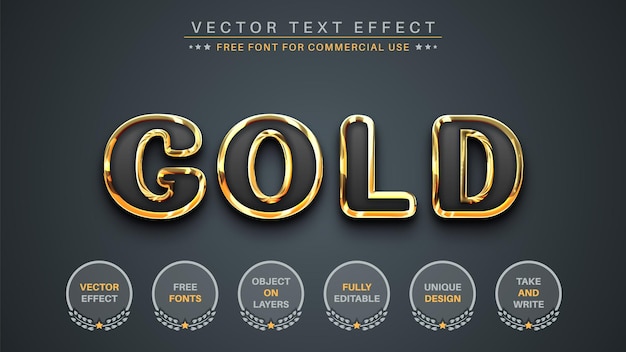 Efecto de texto editable dorado oscuro, estilo de fuente