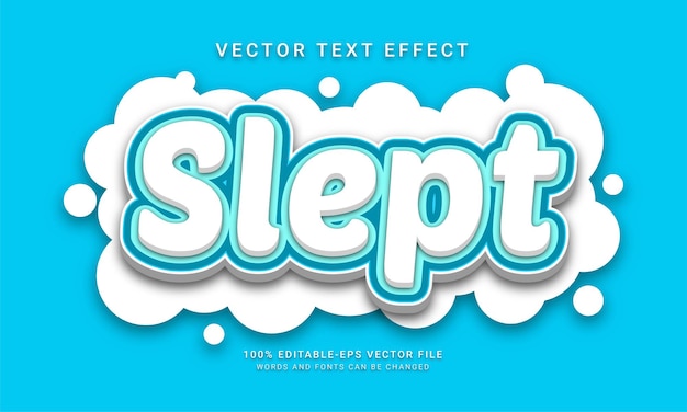 Efecto de texto editable dormido con color azul.